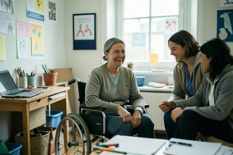 Atelier associatif inclusif avec une participante en fauteuil roulant